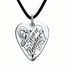 Heart Breaker Sterling Silver Guitar Pick Pendant