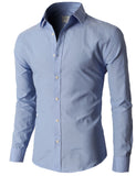 H2H Mens Oxford Cotton Slim Fit Dress Button-down Shirts Long Sleeve