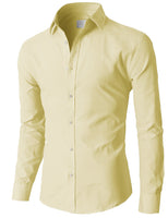 H2H Mens Oxford Cotton Slim Fit Dress Button-down Shirts Long Sleeve